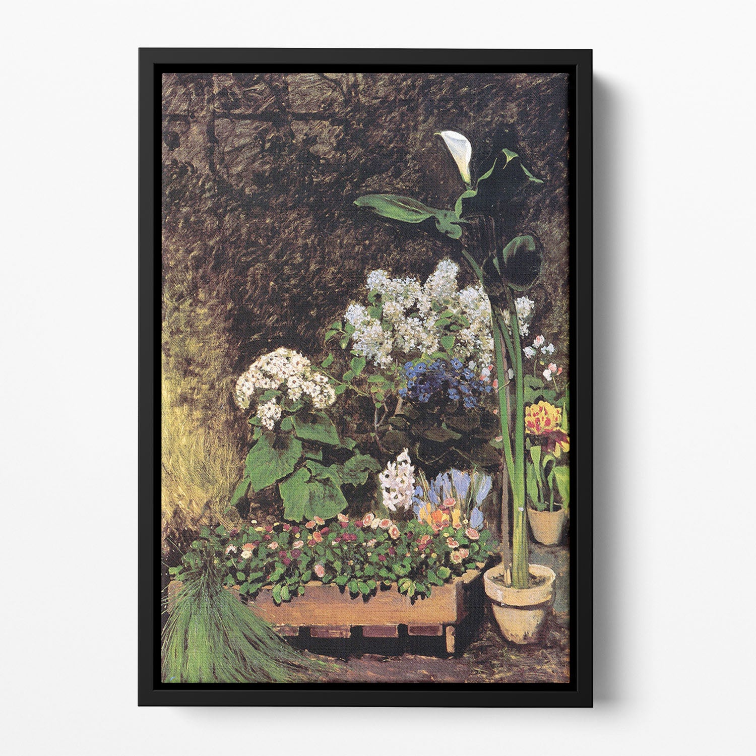 Spring flowers by Renoir Floating Framed Canvas