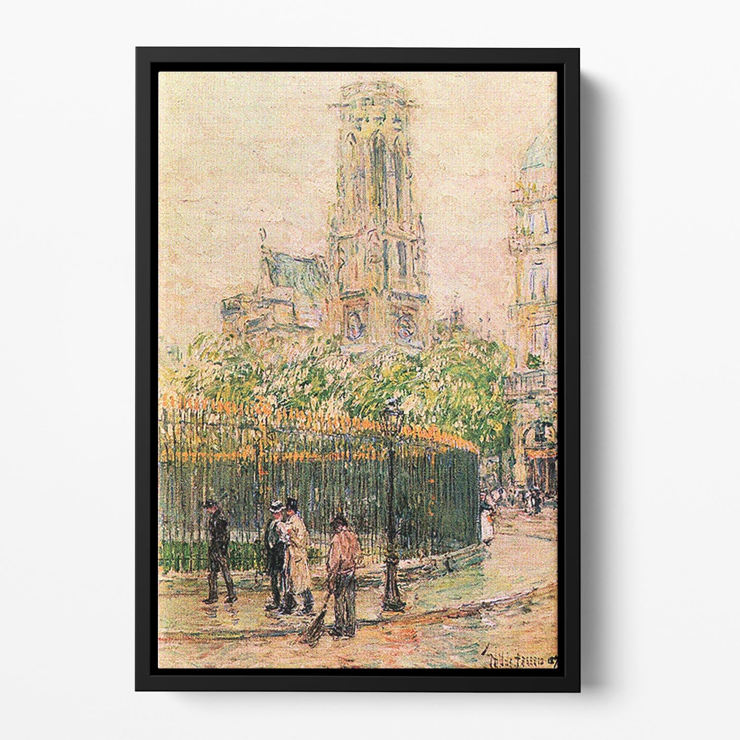 St. Germain l`Auxerrois by Hassam Floating Framed Canvas - Canvas Art Rocks - 2