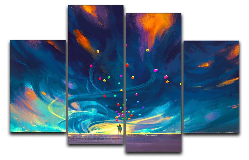 Standing in front of fantasy storm 4 Split Panel Canvas - Canvas Art Rocks - 1