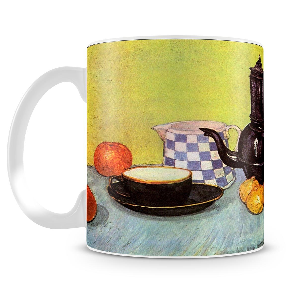 Still Life Blue Enamel Coffeepot Earthenware and Fruit by Van Gogh Mug - Canvas Art Rocks - 4