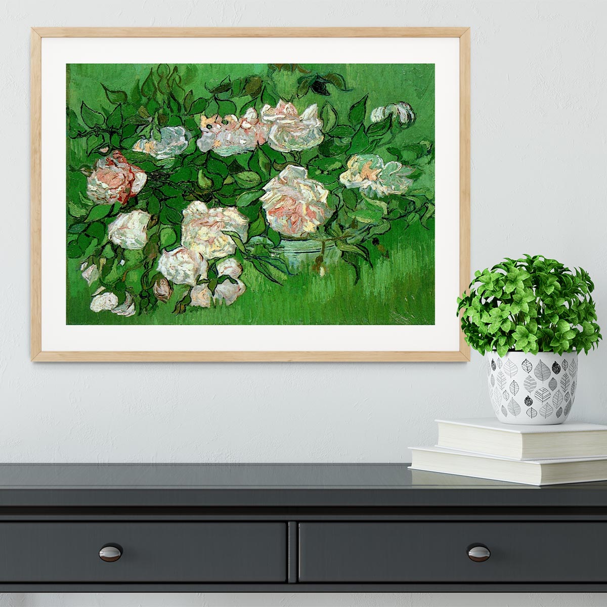 Still Life Pink Roses by Van Gogh Framed Print - Canvas Art Rocks - 3