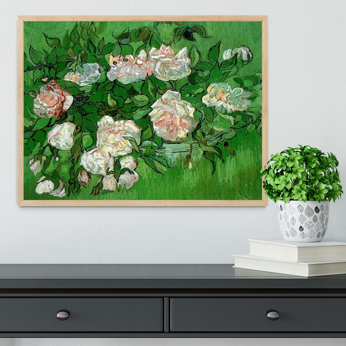 Still Life Pink Roses by Van Gogh Framed Print - Canvas Art Rocks - 4