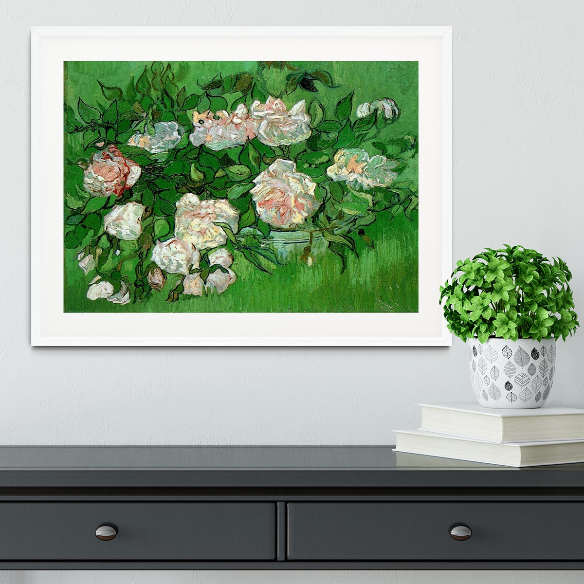 Still Life Pink Roses by Van Gogh Framed Print - Canvas Art Rocks - 5