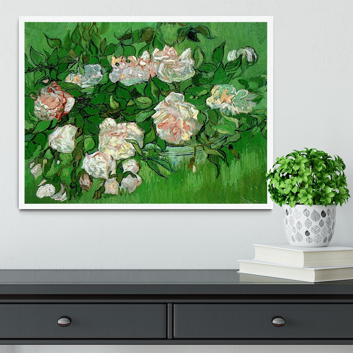 Still Life Pink Roses by Van Gogh Framed Print - Canvas Art Rocks -6