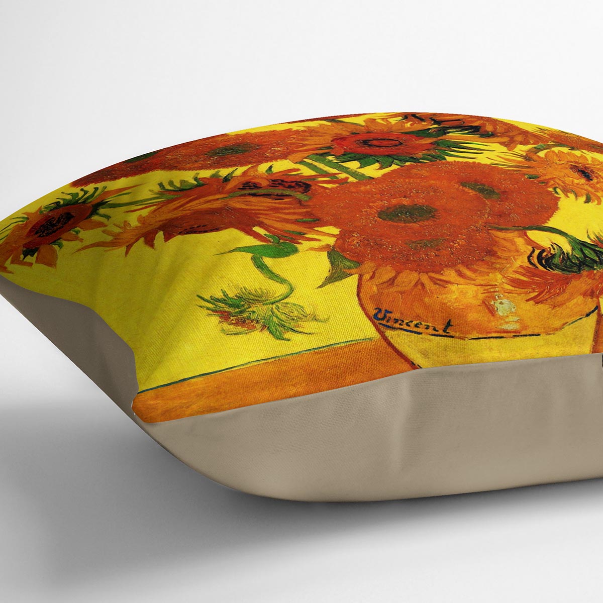 Still Life Vase with Fifteen Sunflowers 3 by Van Gogh Cushion