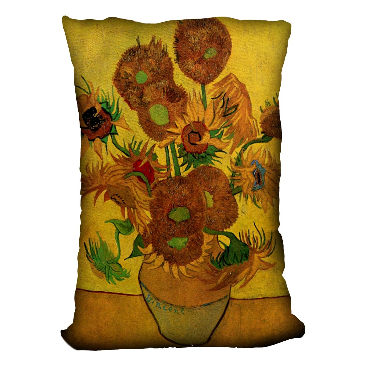 Still Life Vase with Fifteen Sunflowers by Van Gogh Cushion