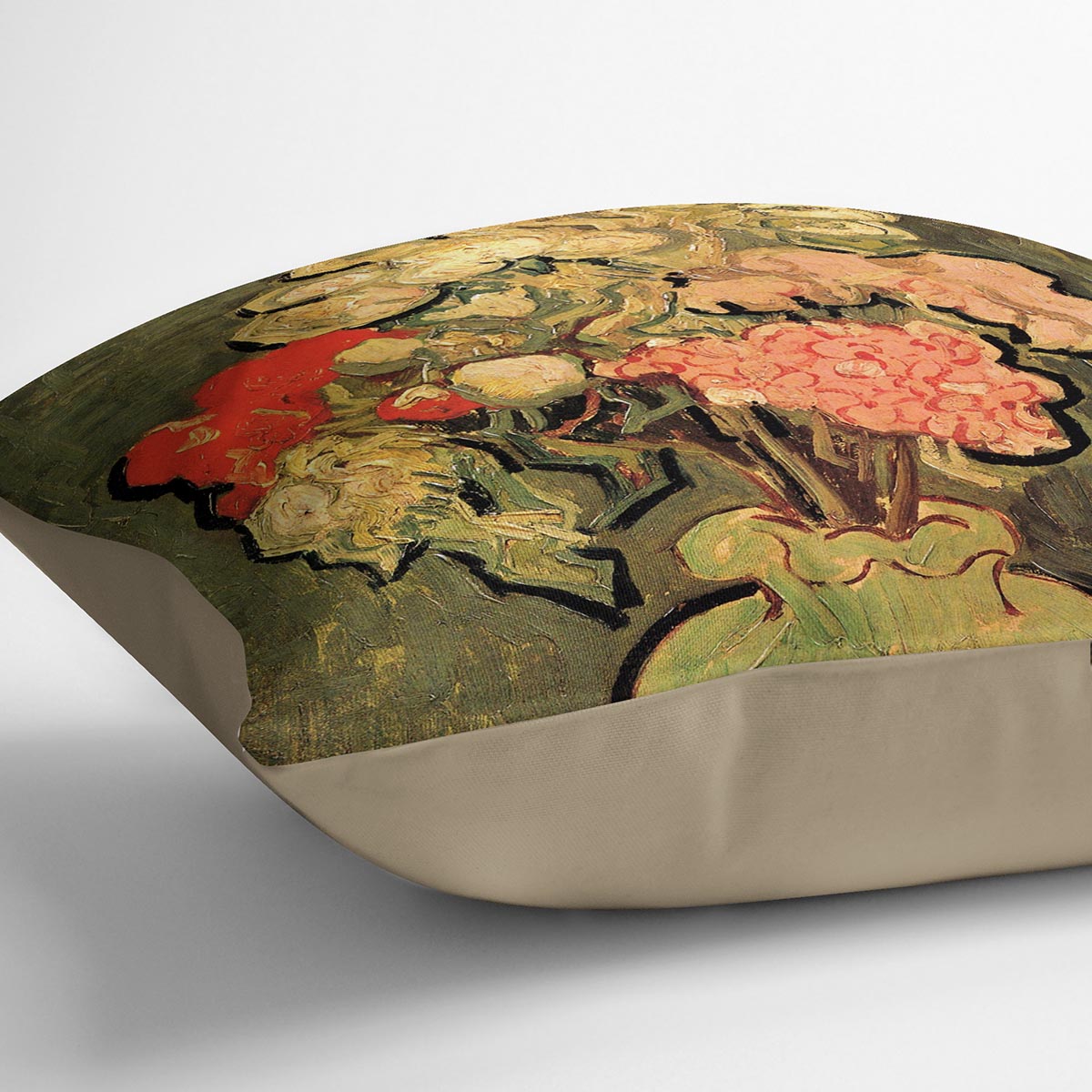 Still Life Vase with Rose-Mallows by Van Gogh Cushion