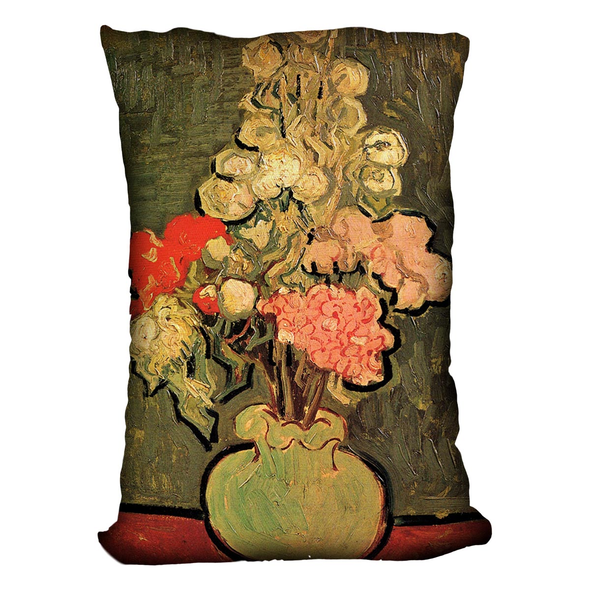Still Life Vase with Rose-Mallows by Van Gogh Cushion