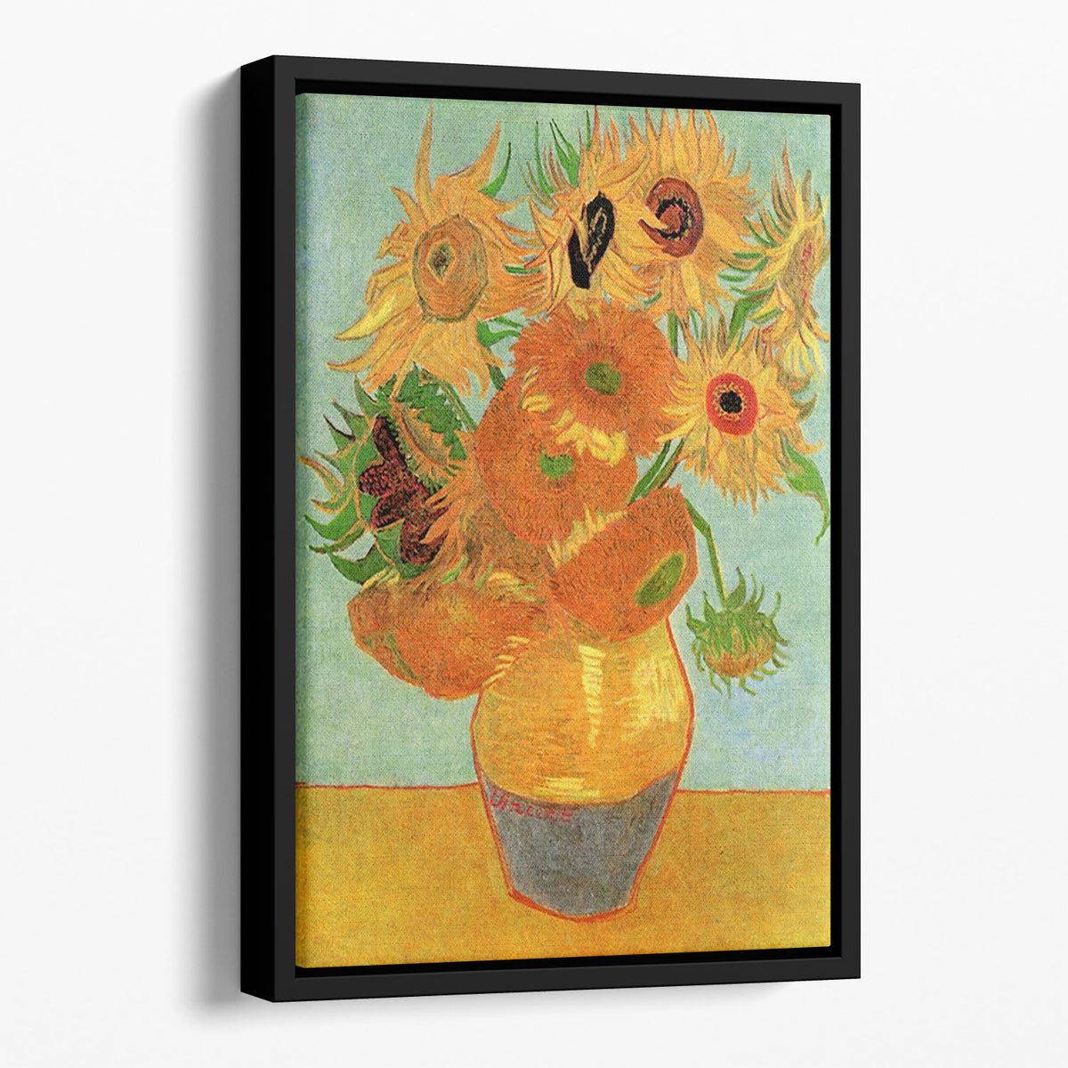 Still Life Vase with Twelve Sunflowers by Van Gogh Floating Framed ...
