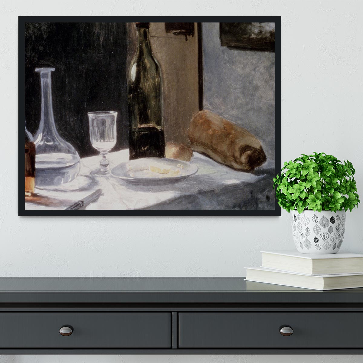 Still Life With Bottles by Monet Framed Print - Canvas Art Rocks - 2