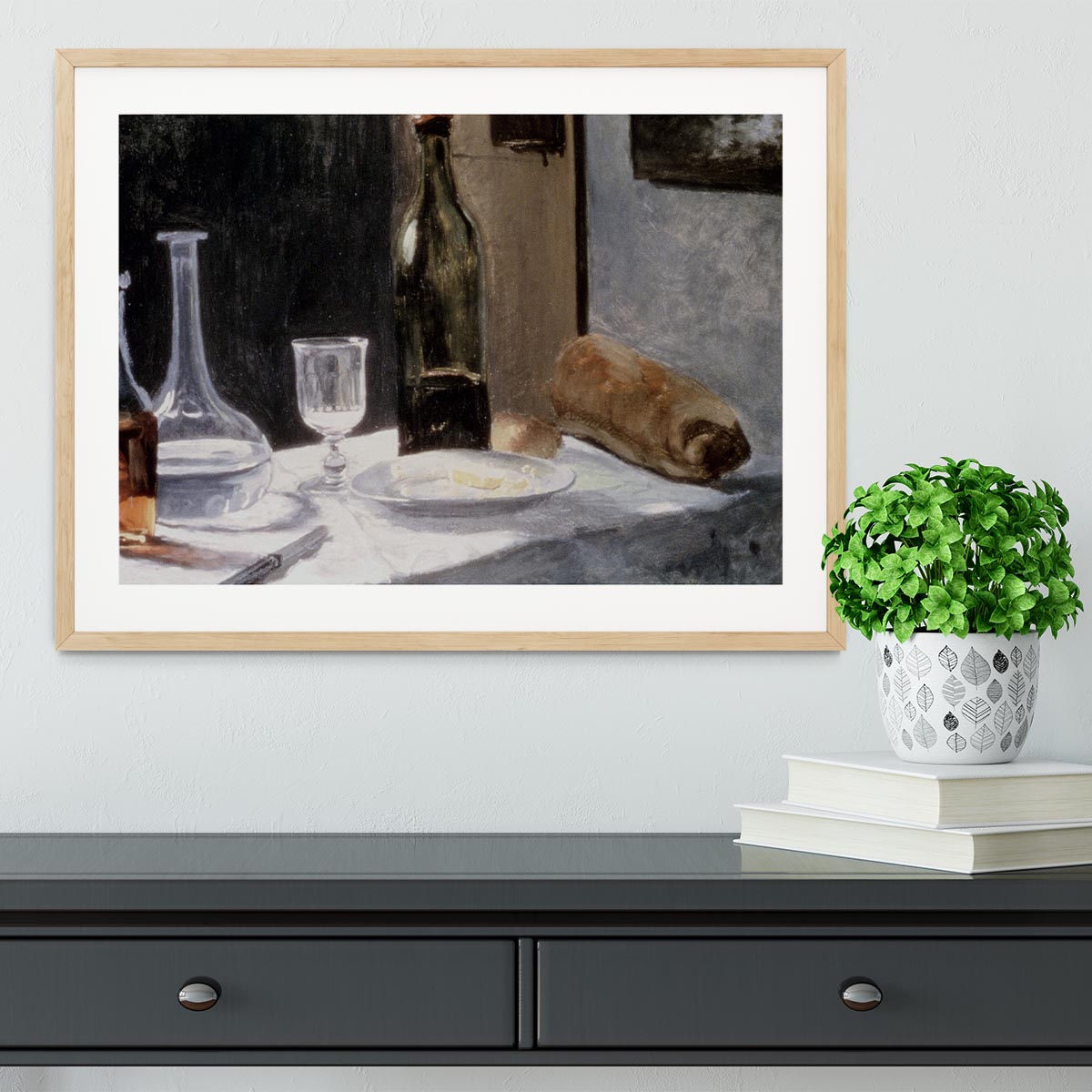 Still Life With Bottles by Monet Framed Print - Canvas Art Rocks - 3