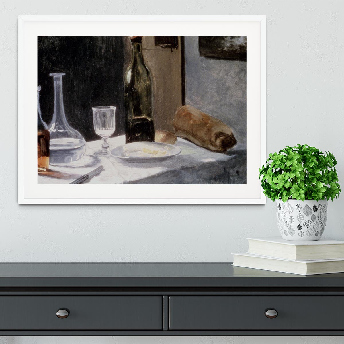 Still Life With Bottles by Monet Framed Print - Canvas Art Rocks - 5