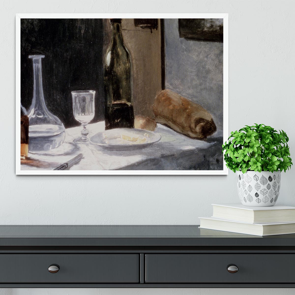Still Life With Bottles by Monet Framed Print - Canvas Art Rocks -6
