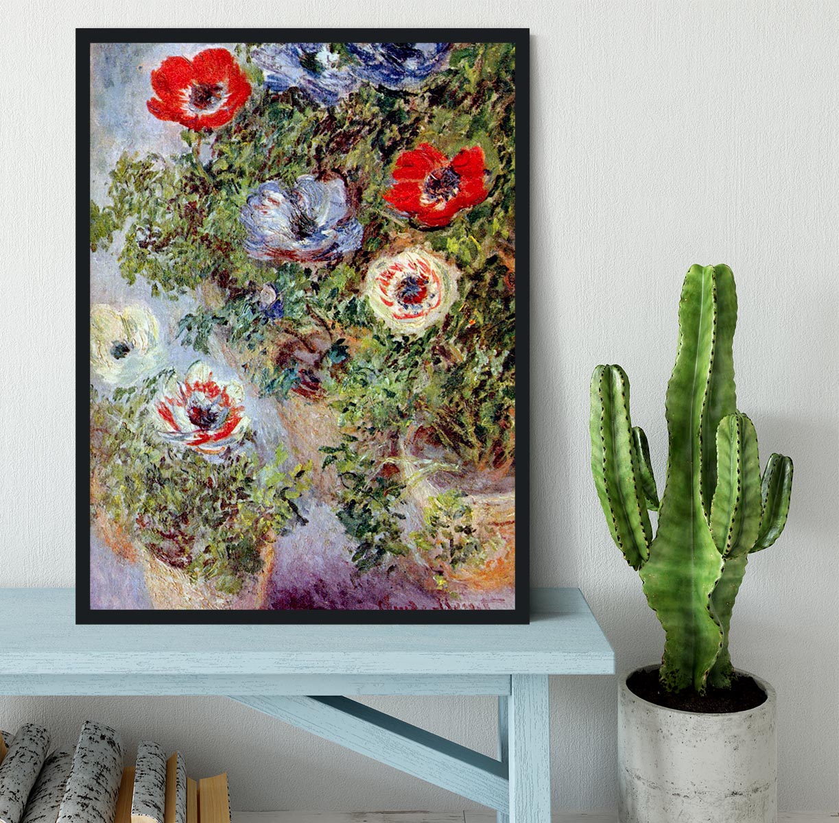 Still Life with Anemones by Monet Framed Print - Canvas Art Rocks - 2