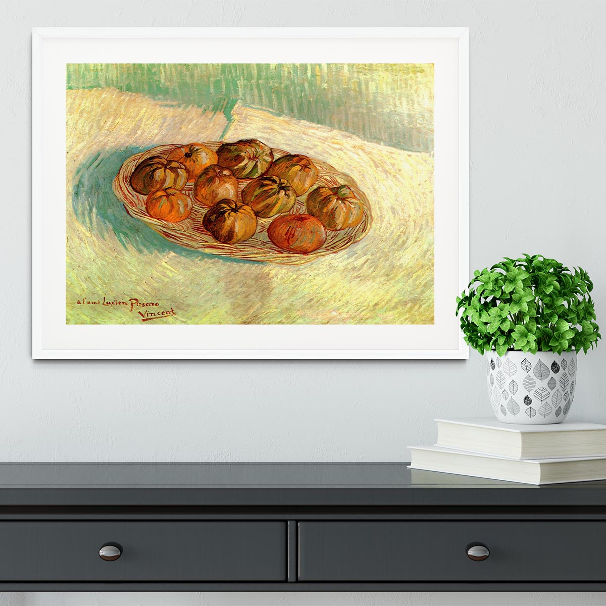 Still Life with Basket of Apples to Lucien Pissarro by Van Gogh Framed Print - Canvas Art Rocks - 5