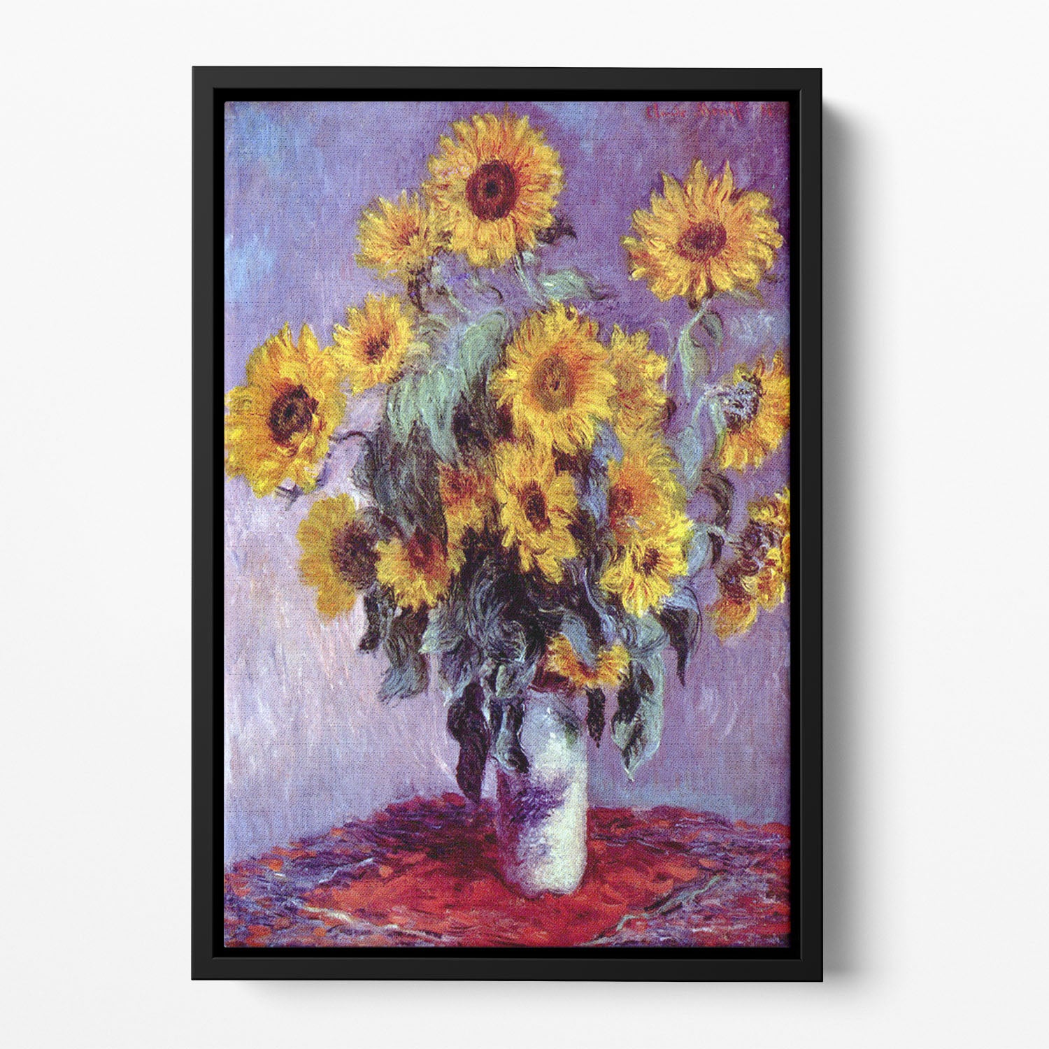 Still Life with Sunflowers by Monet Floating Framed Canvas