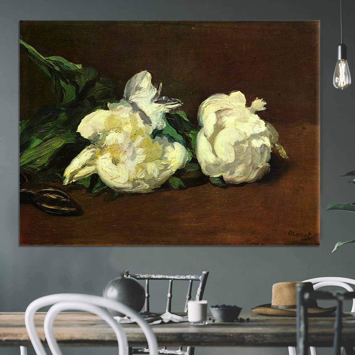 Still life White Peony by Manet Canvas Print or Poster - Canvas Art Rocks - 3
