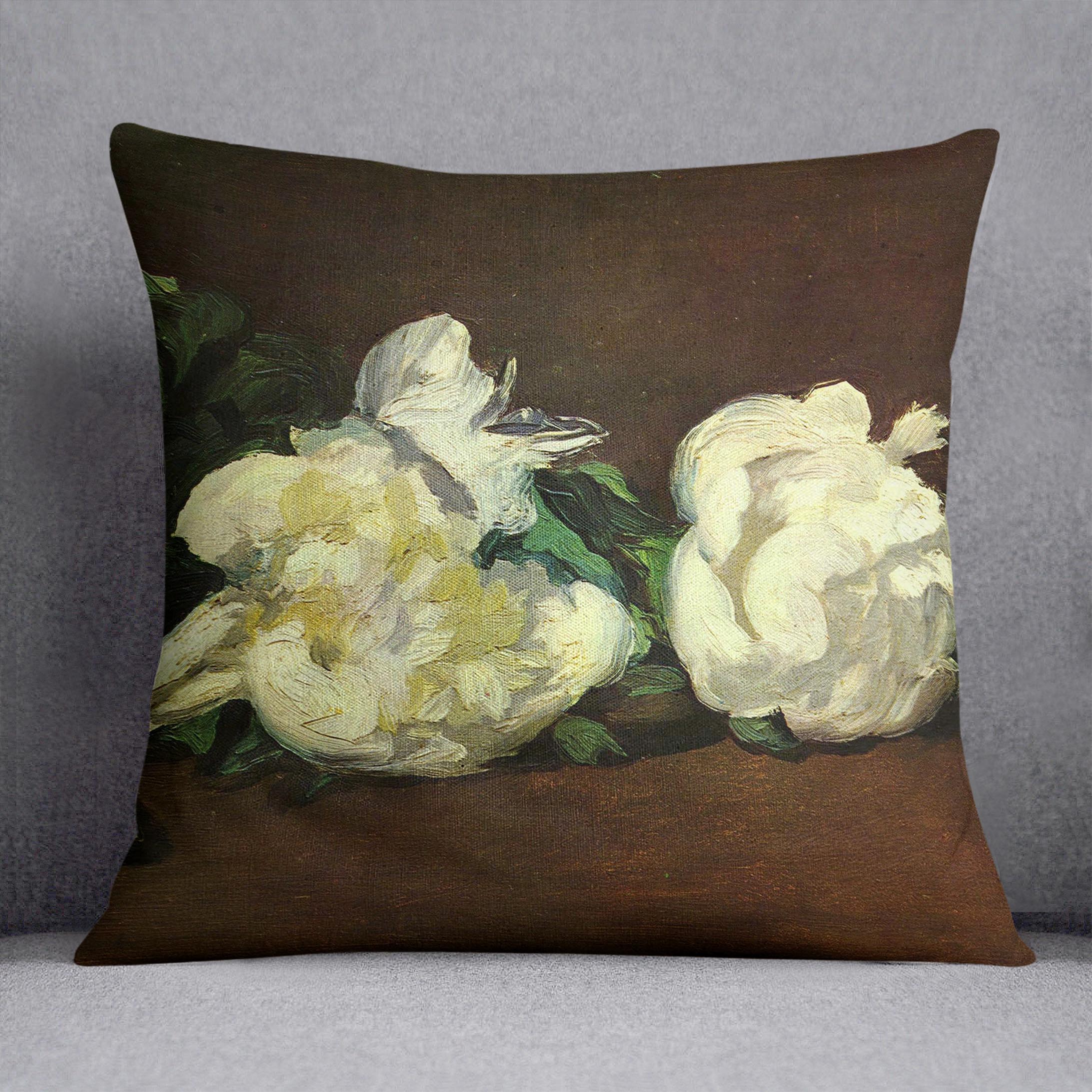 Still life White Peony by Manet Cushion