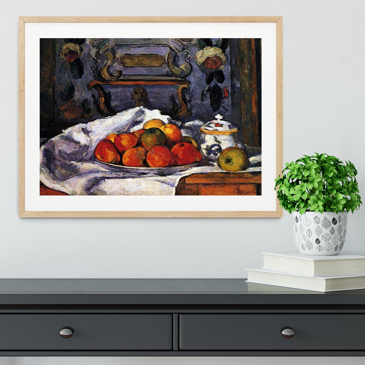 Still life bowl of apples by Cezanne Framed Print - Canvas Art Rocks - 3