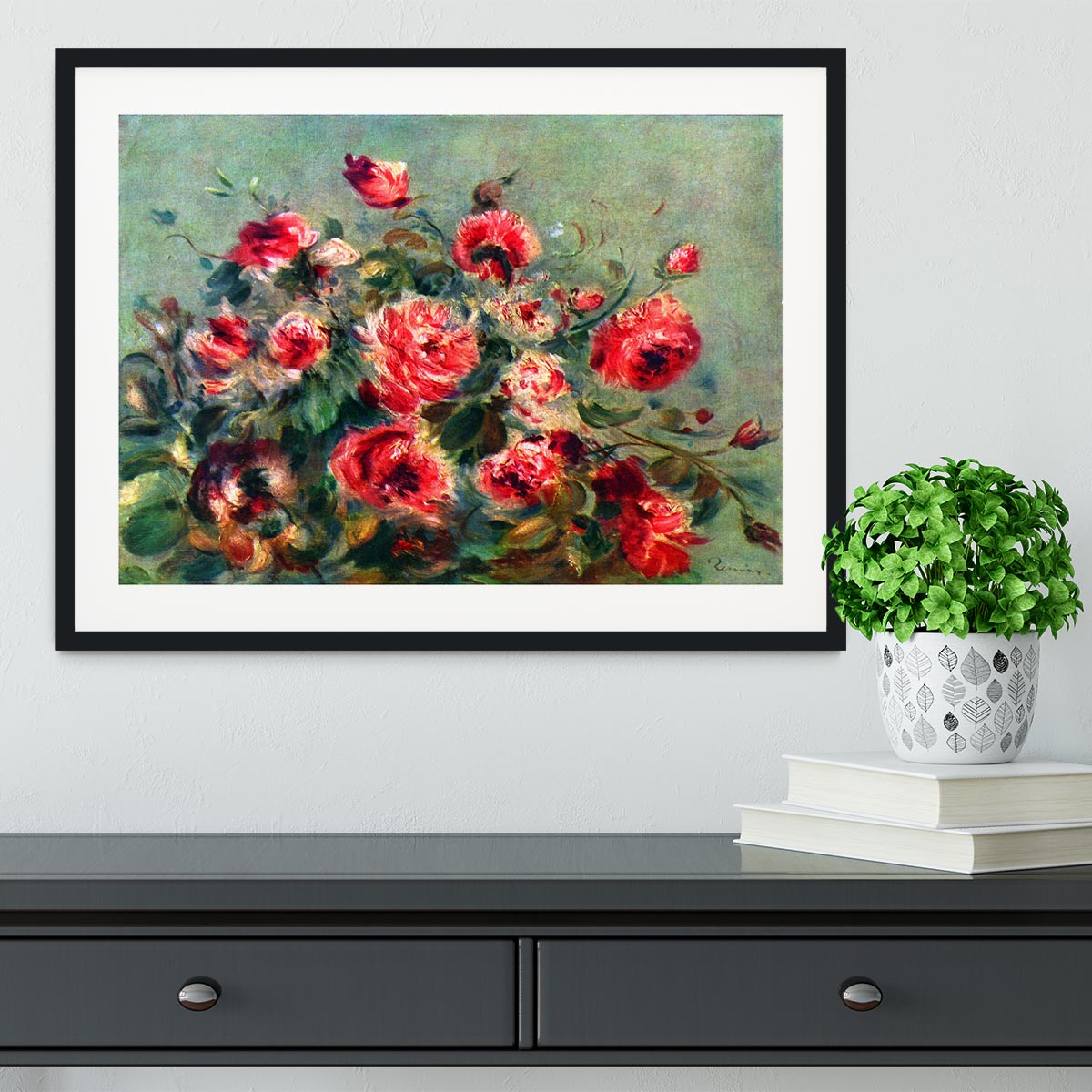 Still life roses of Vargemont by Renoir Framed Print - Canvas Art Rocks - 1