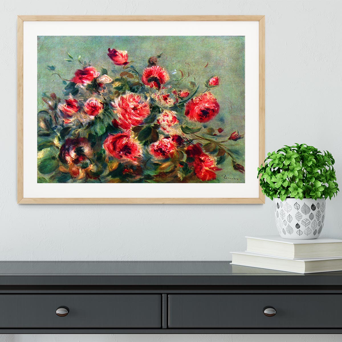 Still life roses of Vargemont by Renoir Framed Print - Canvas Art Rocks - 3