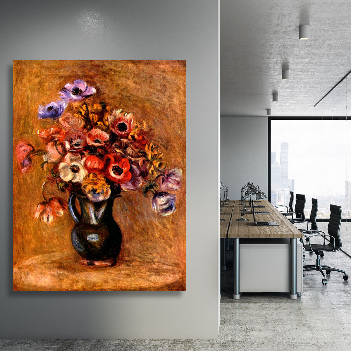 Still life with anemones by Renoir Canvas Print or Poster - Canvas Art Rocks - 3