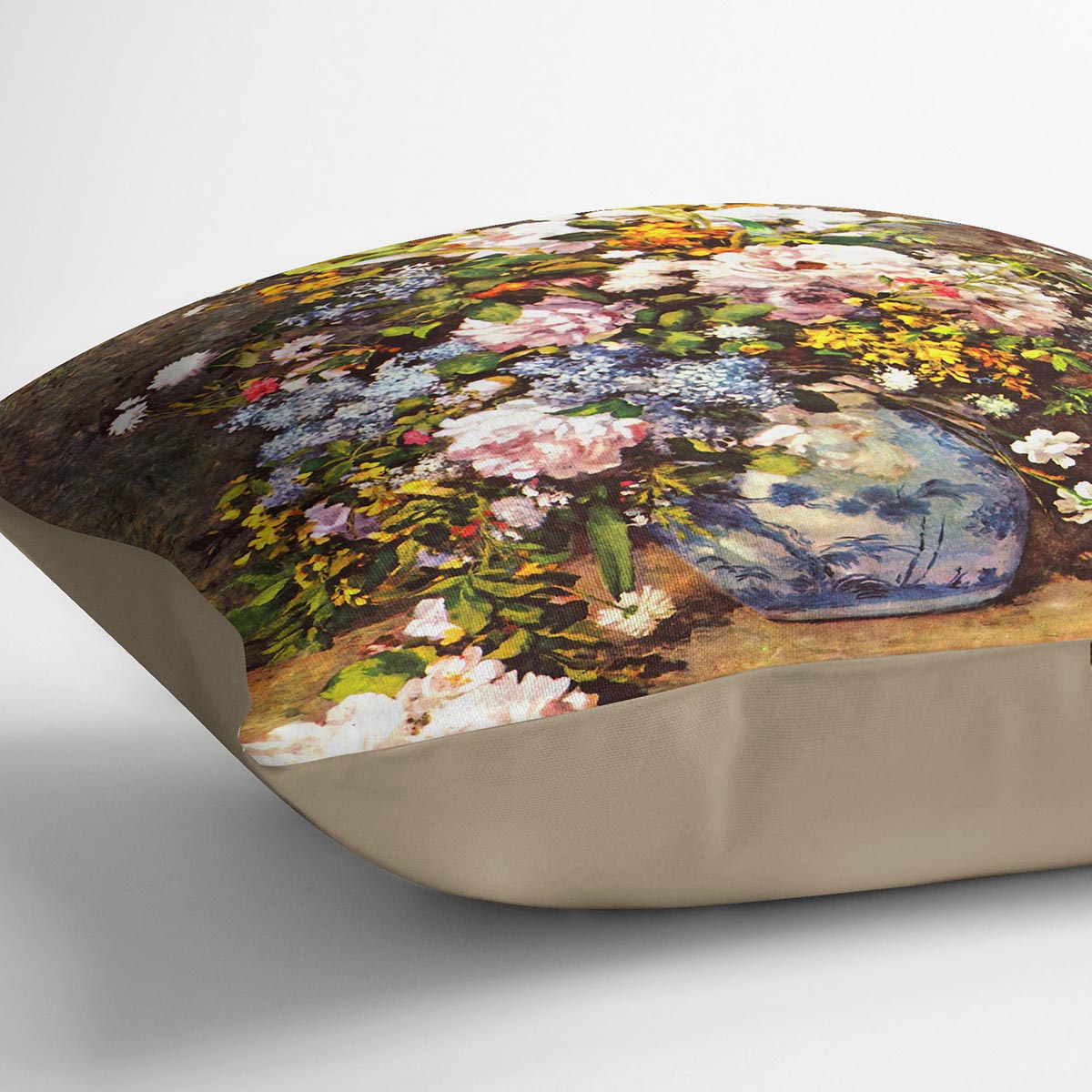 Still life with large vase by Renoir Cushion