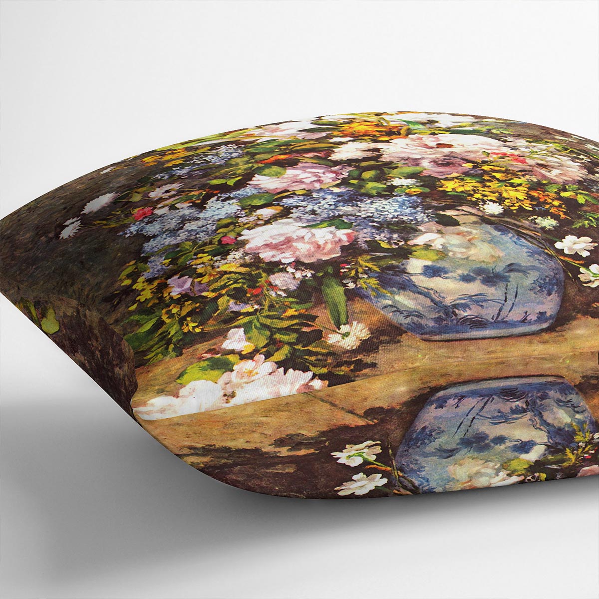 Still life with large vase by Renoir Cushion
