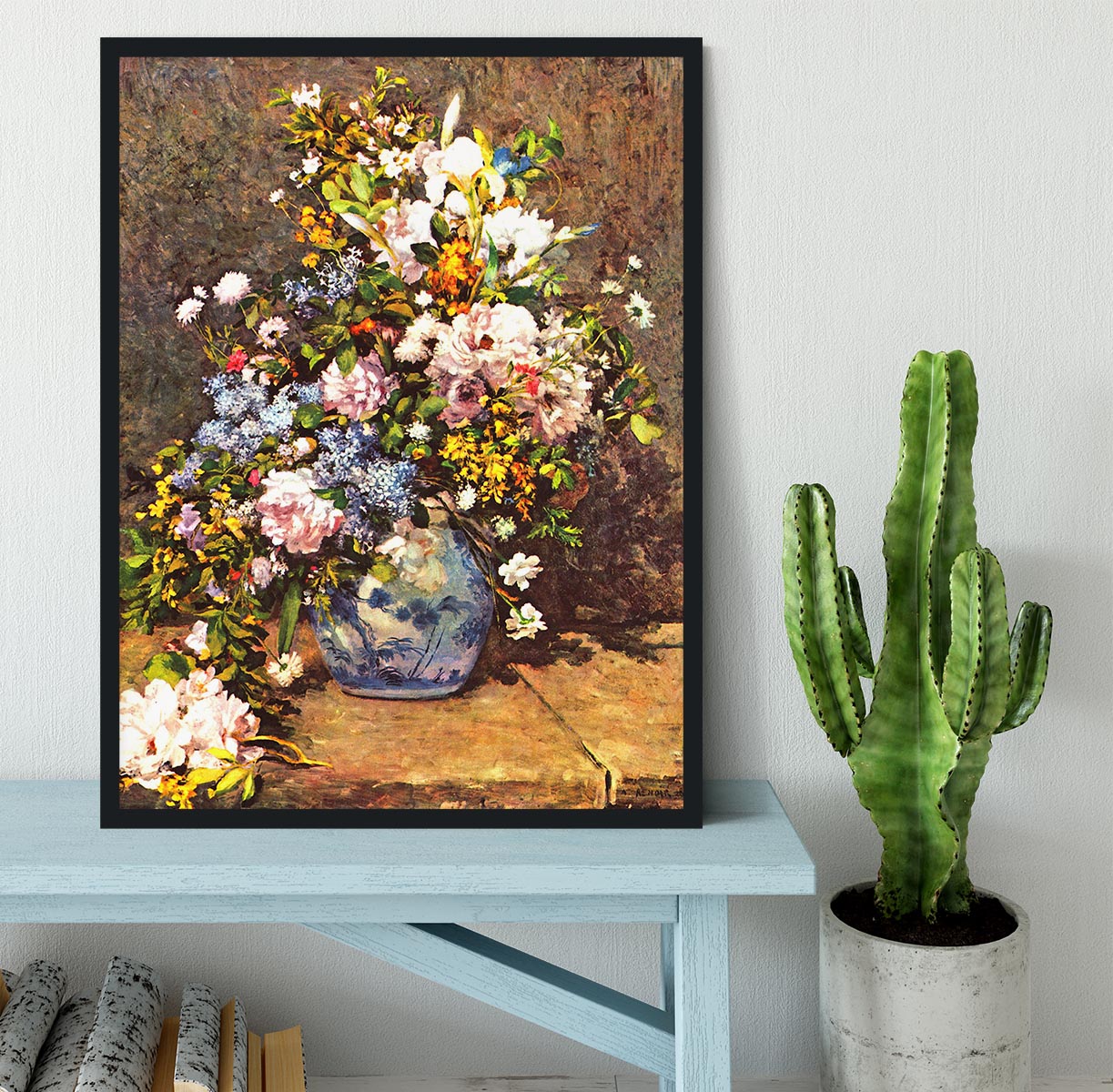 Still life with large vase by Renoir Framed Print - Canvas Art Rocks - 2