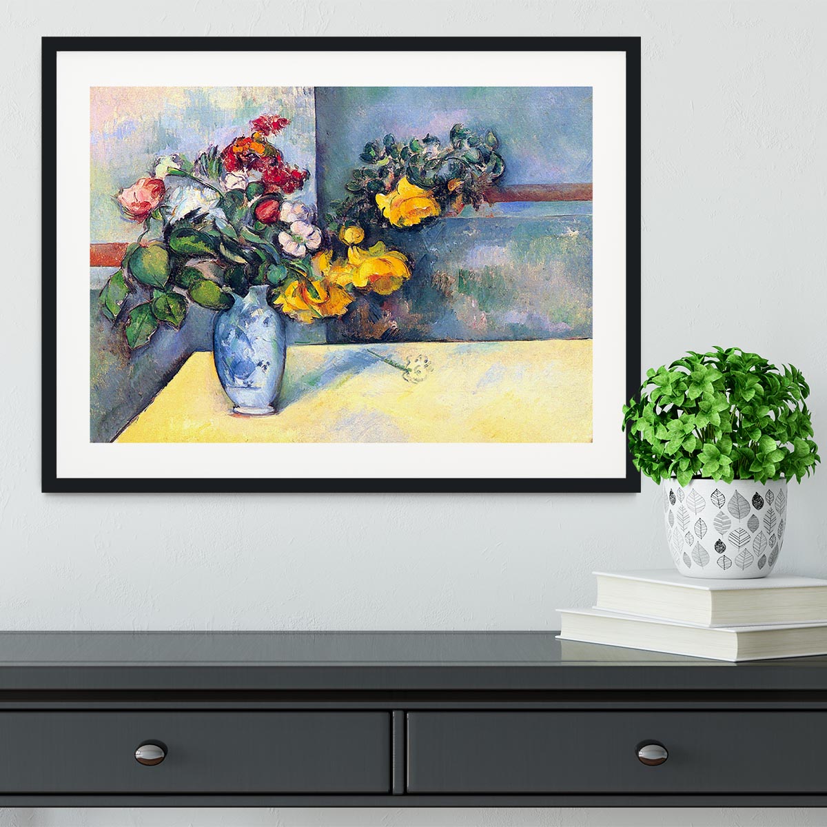 Still lifes flowers in a vase by Cezanne Framed Print - Canvas Art Rocks - 1