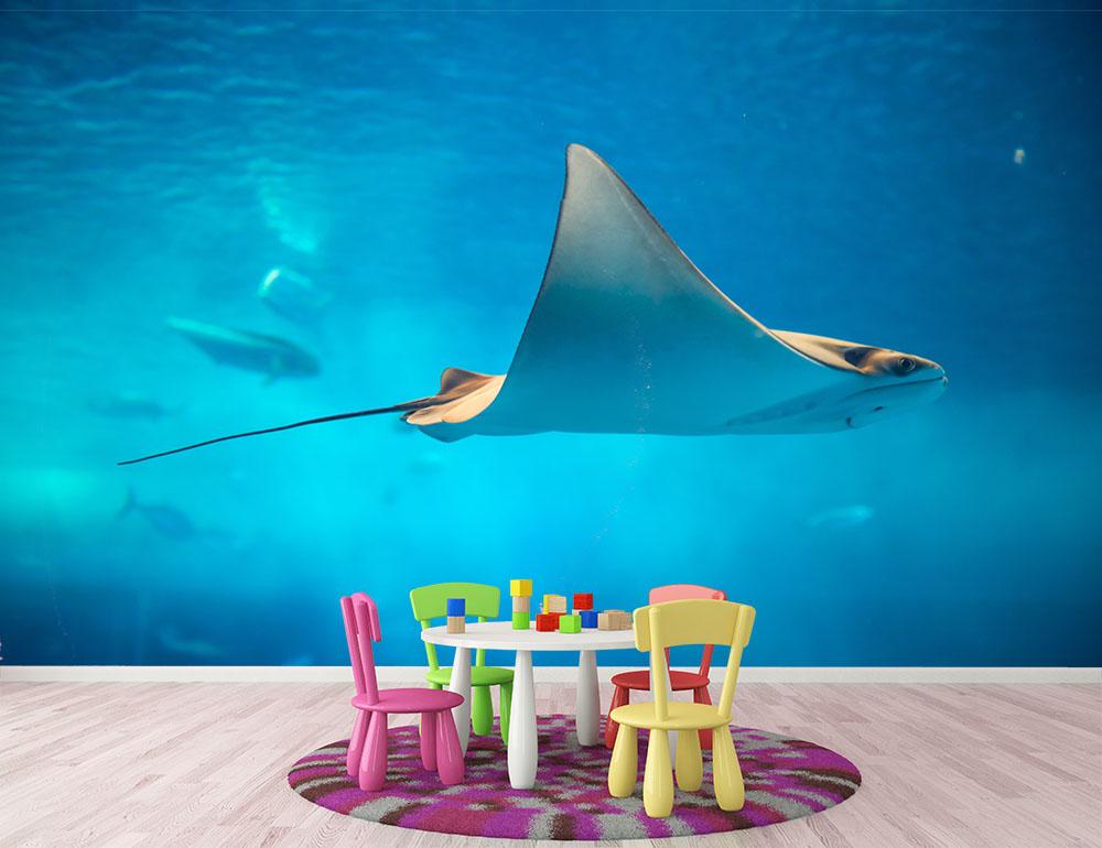 Stingray in the aquarium Wall Mural Wallpaper - Canvas Art Rocks - 2