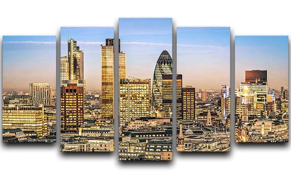 Stock Exchange Tower and Lloyds of London 5 Split Panel Canvas  - Canvas Art Rocks - 1
