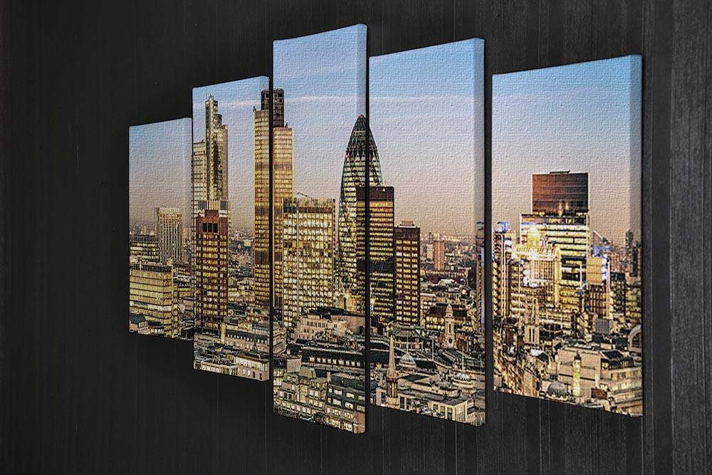 Stock Exchange Tower and Lloyds of London 5 Split Panel Canvas - Canvas Art Rocks - 2
