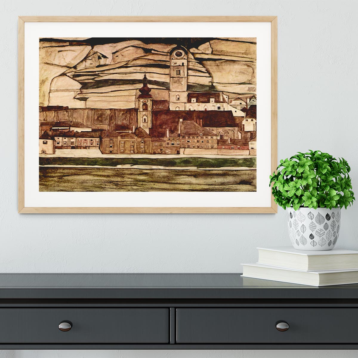Stone on the Danube II by Egon Schiele Framed Print - Canvas Art Rocks - 3