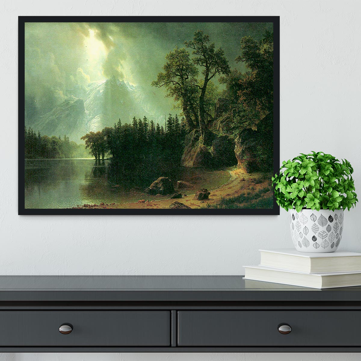 Storm over the Sierra Nevada by Bierstadt Framed Print - Canvas Art Rocks - 2