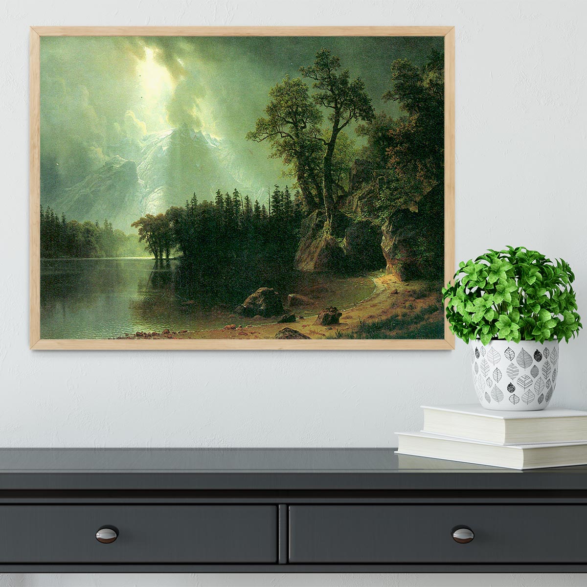 Storm over the Sierra Nevada by Bierstadt Framed Print - Canvas Art Rocks - 4