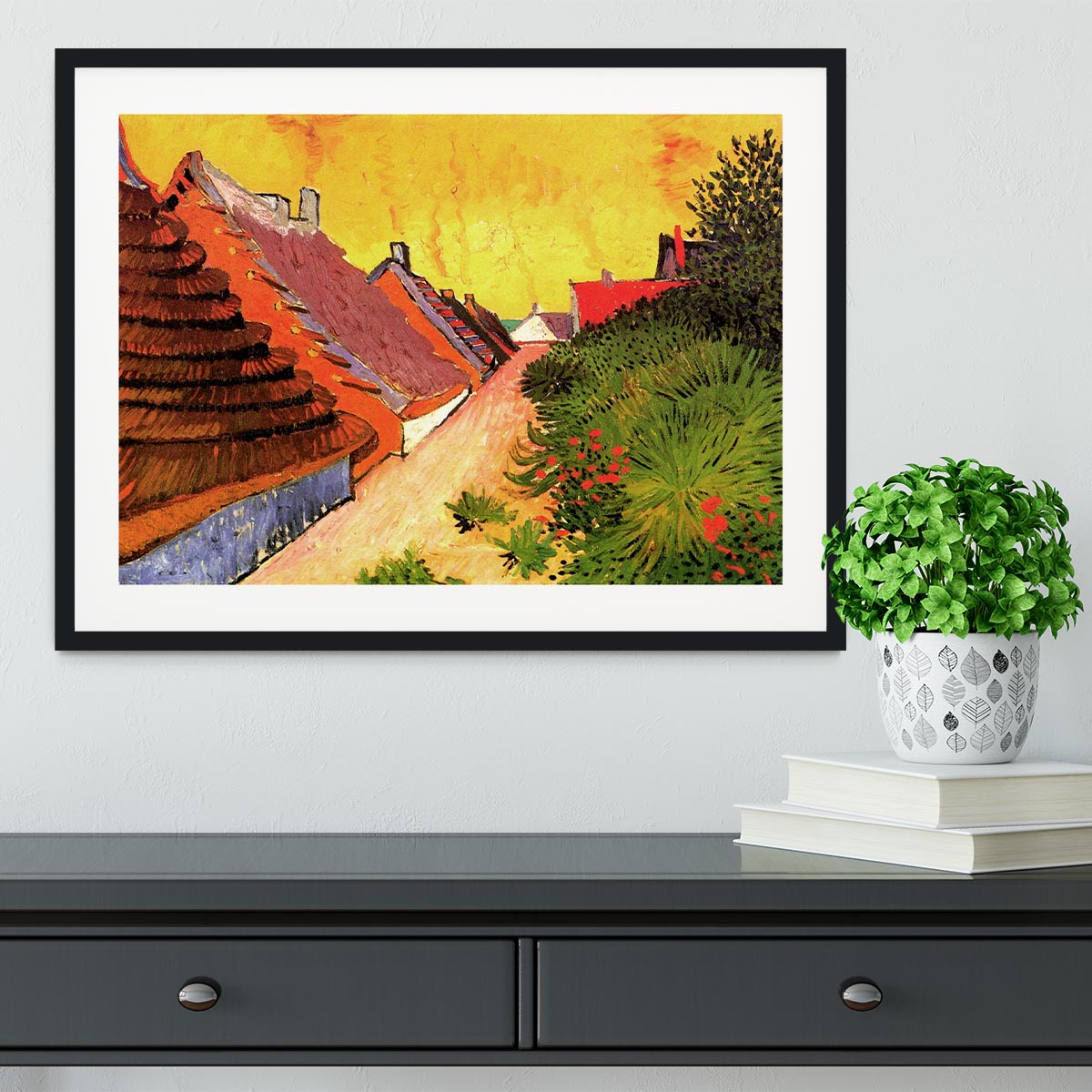 Street in Saintes-Maries by Van Gogh Framed Print - Canvas Art Rocks - 1