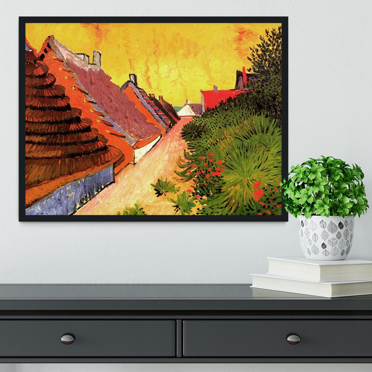 Street in Saintes-Maries by Van Gogh Framed Print - Canvas Art Rocks - 2