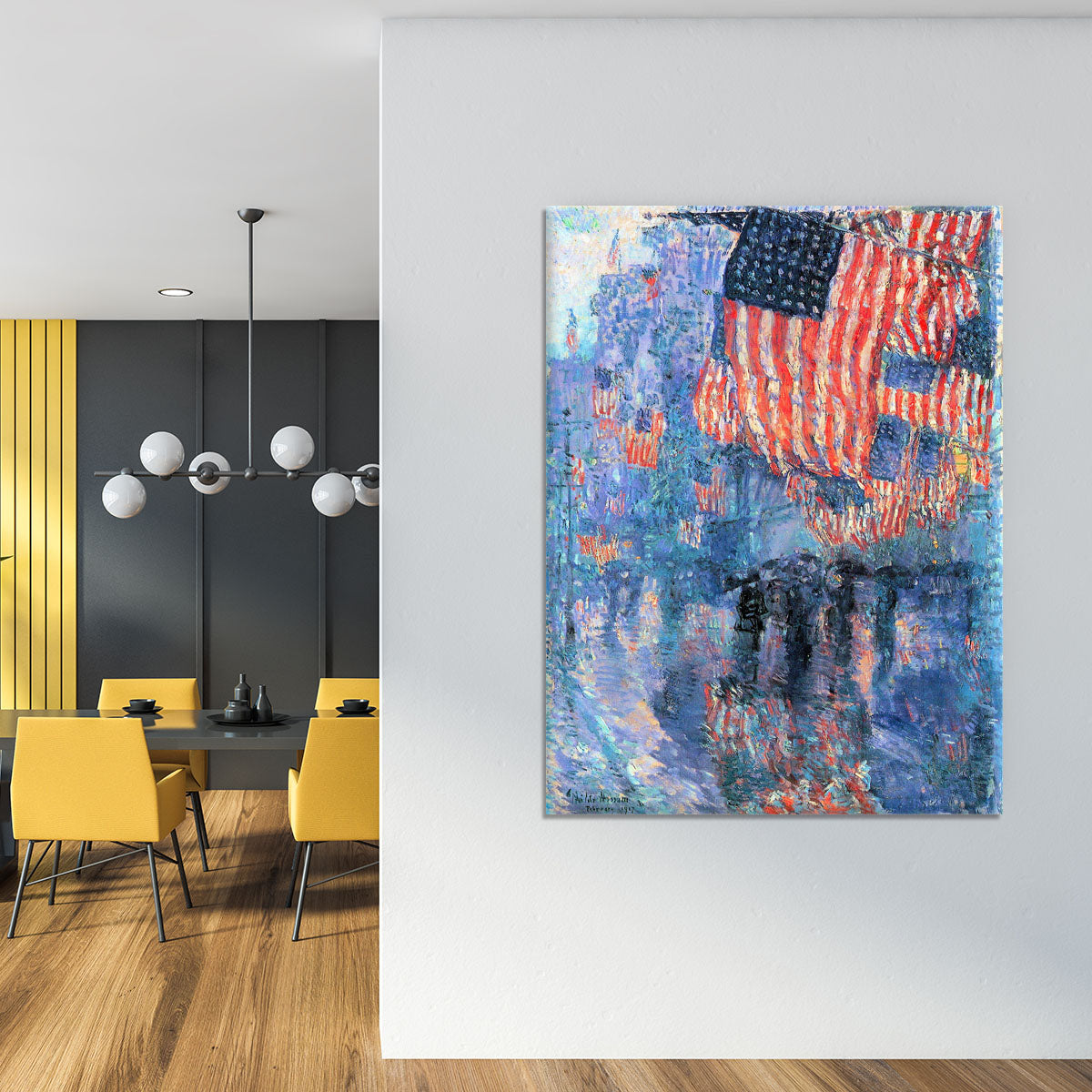 Street in the rain by Hassam Canvas Print or Poster - Canvas Art Rocks - 4