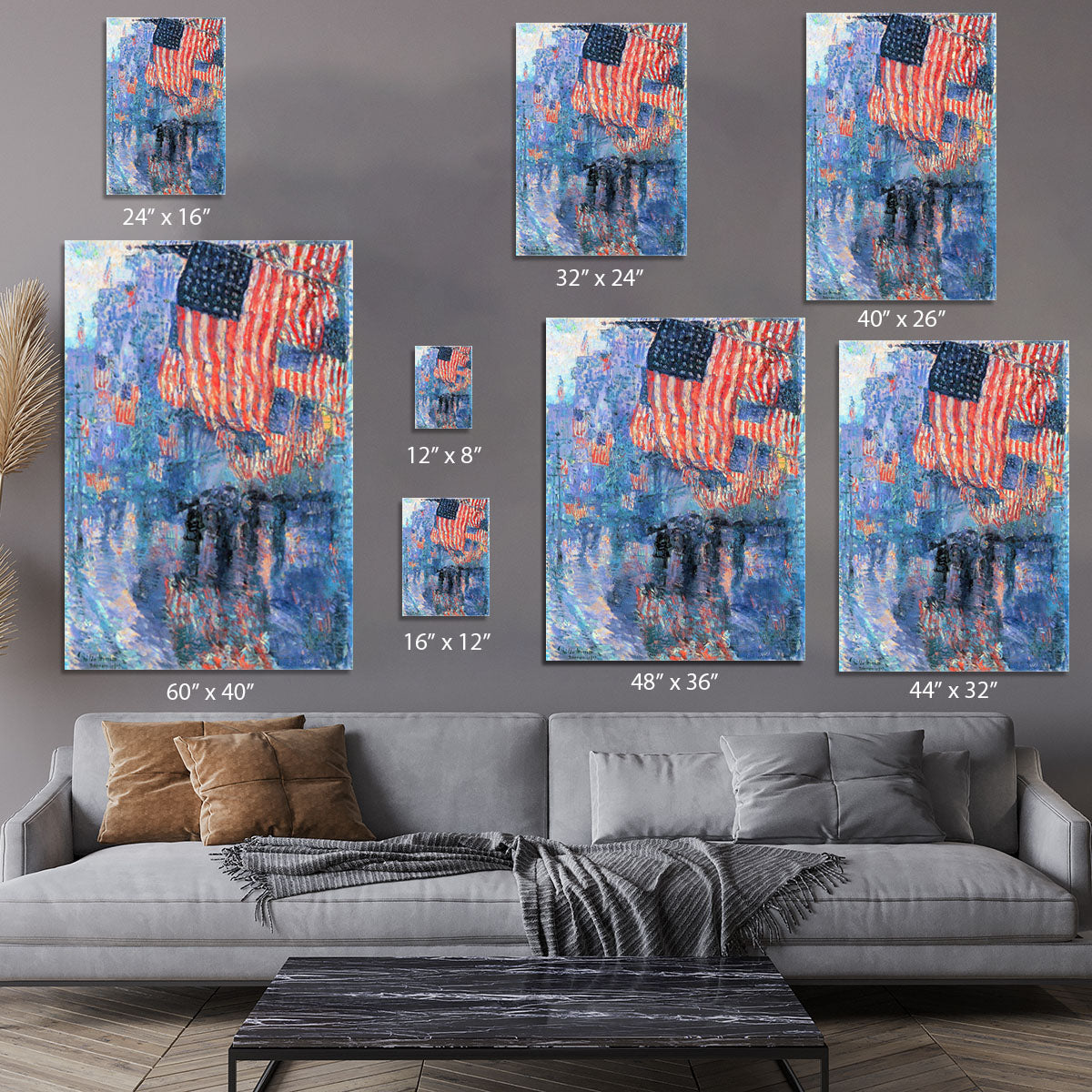 Street in the rain by Hassam Canvas Print or Poster - Canvas Art Rocks - 7