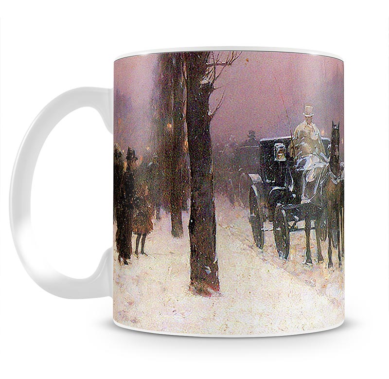 Street scene with two cabs by Hassam Mug - Canvas Art Rocks - 1