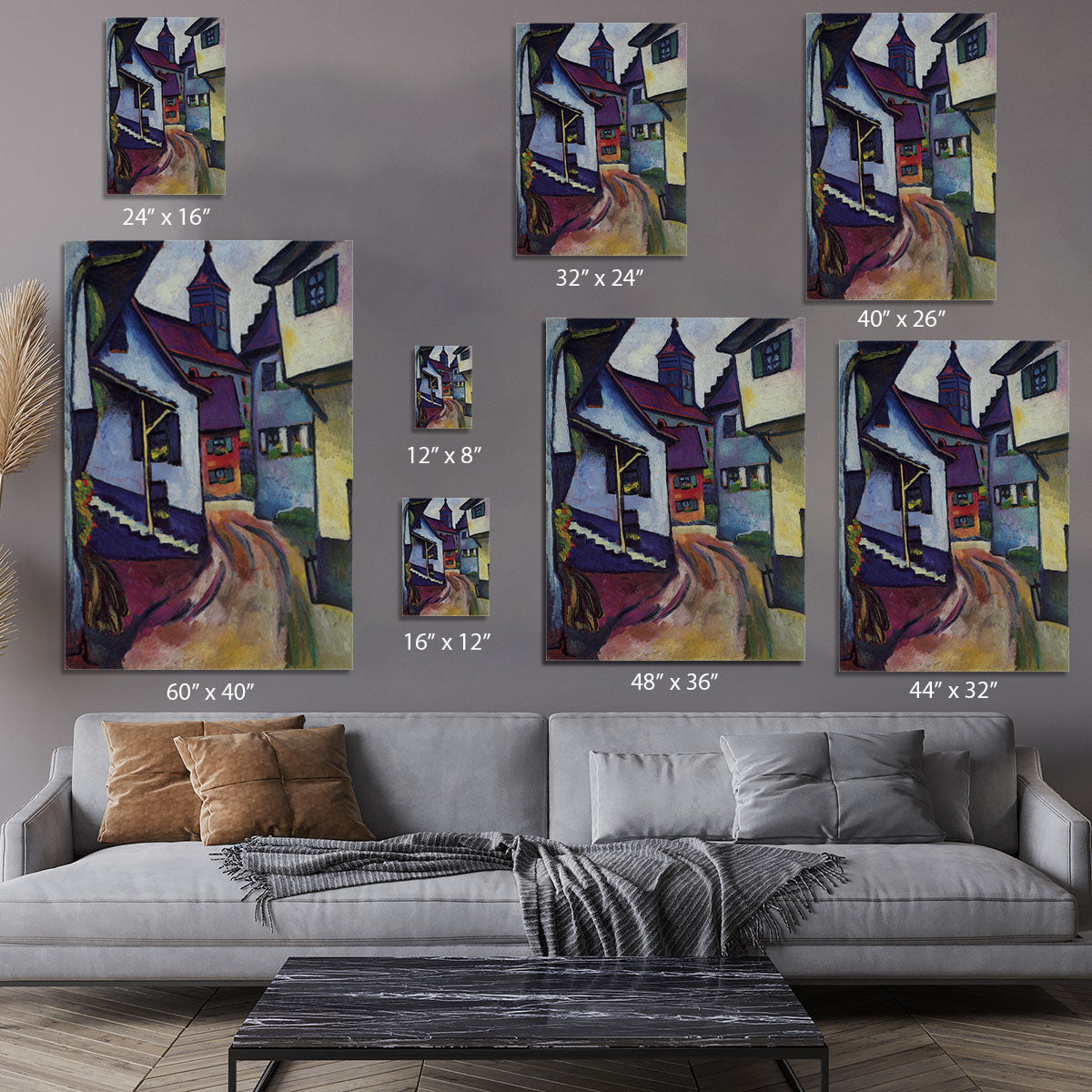 Street with a church in Kandern by Macke Canvas Print or Poster - Canvas Art Rocks - 7