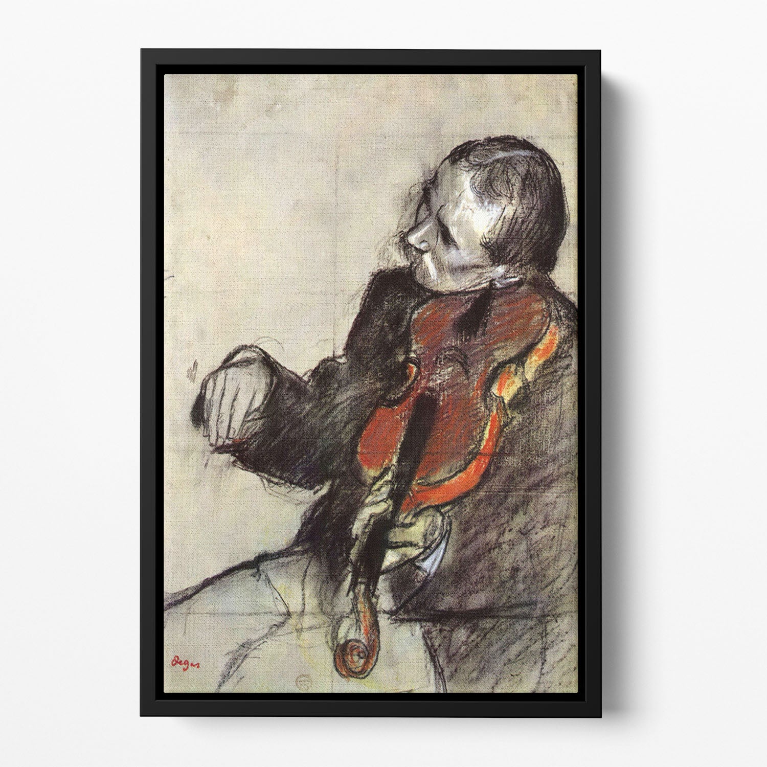Study of violinist by Degas Floating Framed Canvas