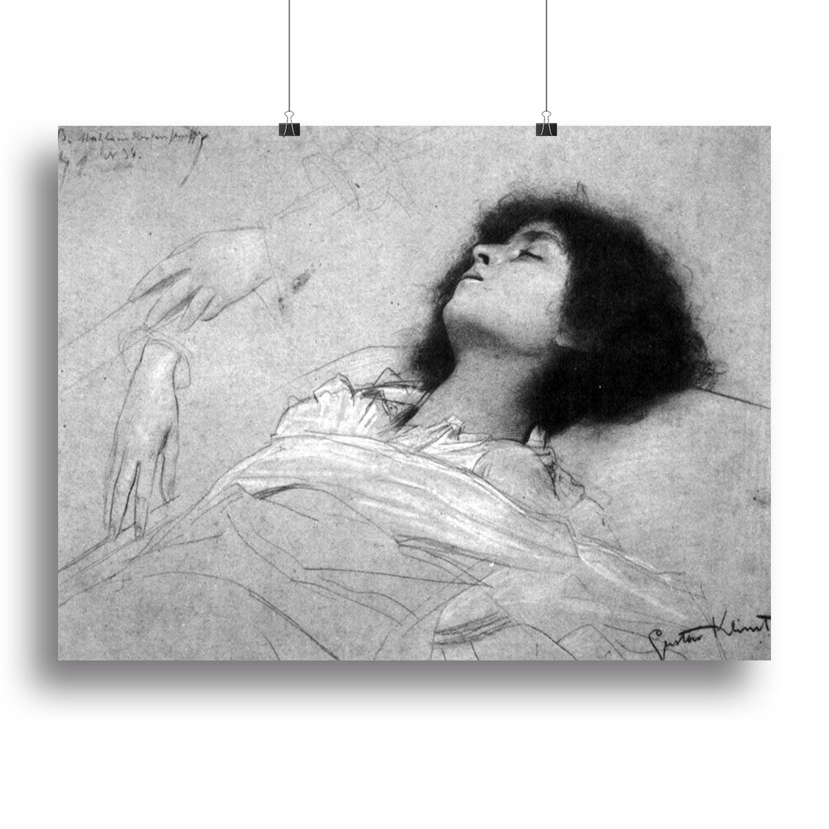 Study sheet with the upper body of a girl and sketches by Klimt Canvas Print or Poster - Canvas Art Rocks - 2