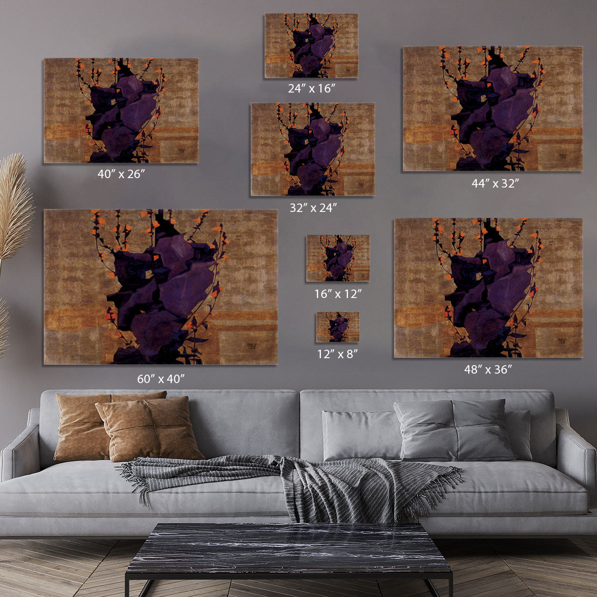 Stylized floral before decorative background style of life by Egon Schiele Canvas Print or Poster - Canvas Art Rocks - 7