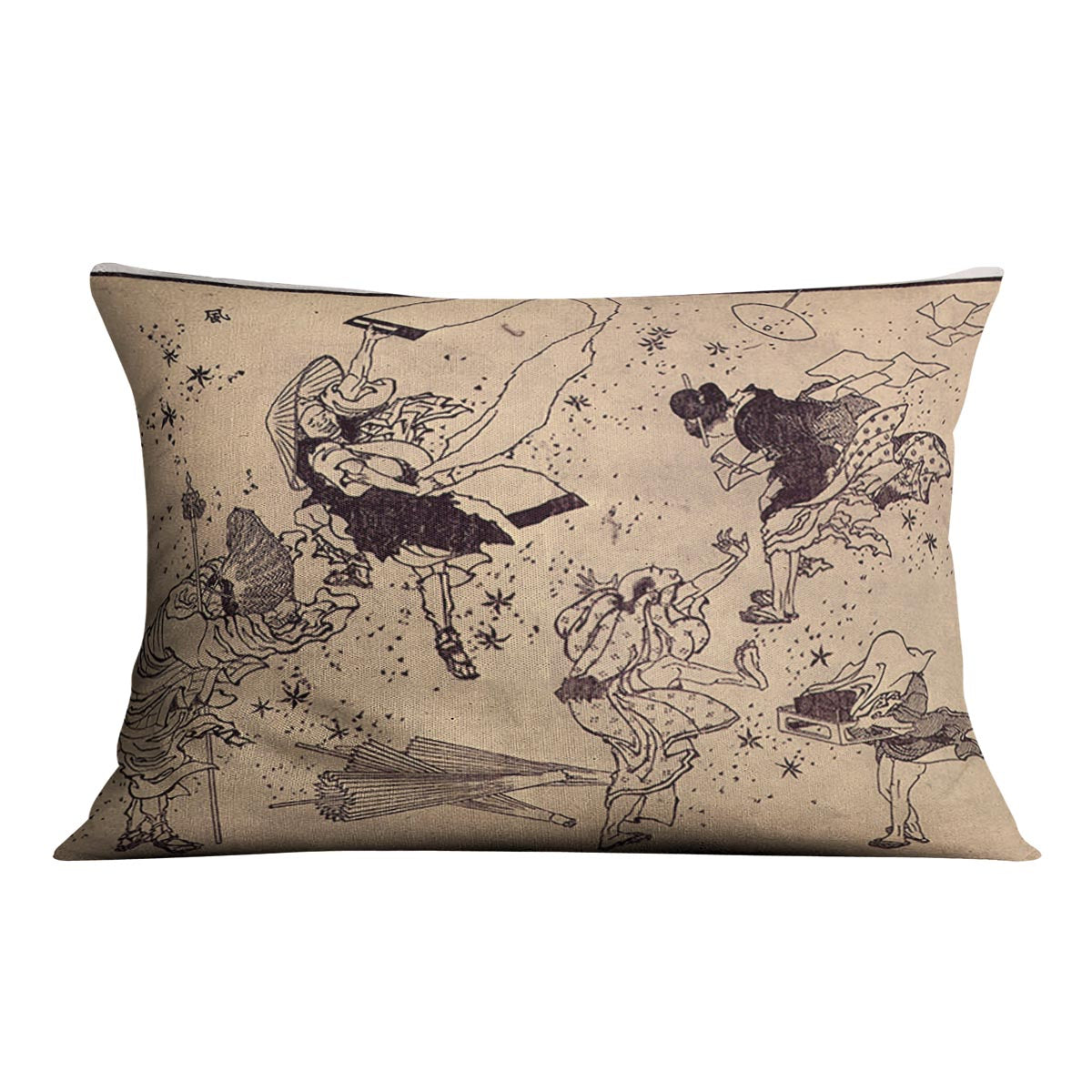 Sudden Wind by Hokusai Cushion