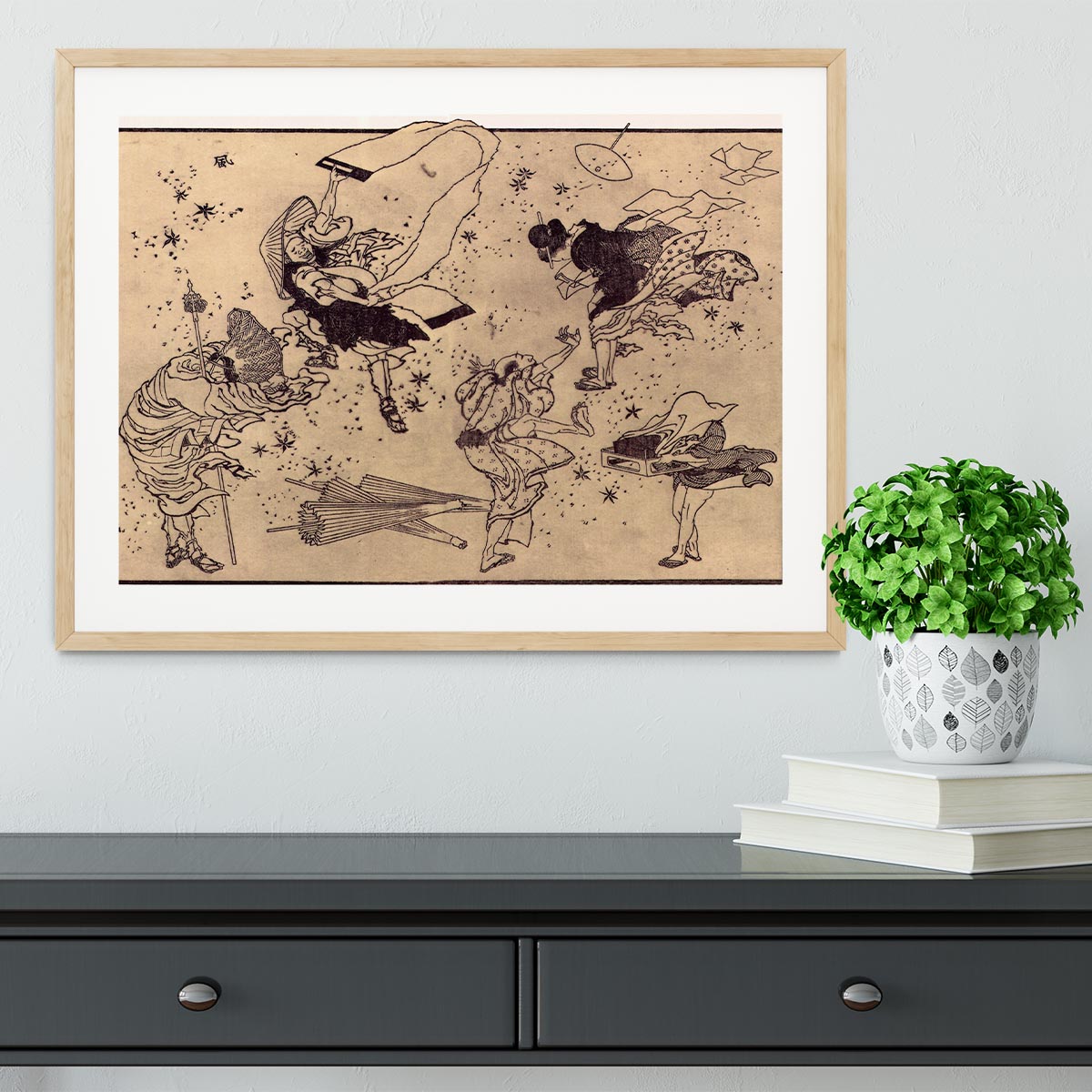 Sudden Wind by Hokusai Framed Print - Canvas Art Rocks - 3