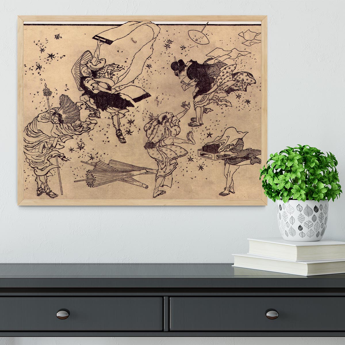 Sudden Wind by Hokusai Framed Print - Canvas Art Rocks - 4