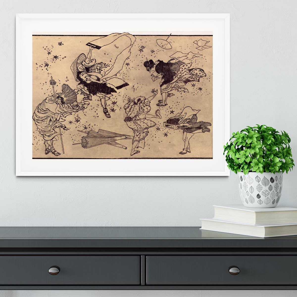 Sudden Wind by Hokusai Framed Print - Canvas Art Rocks - 5