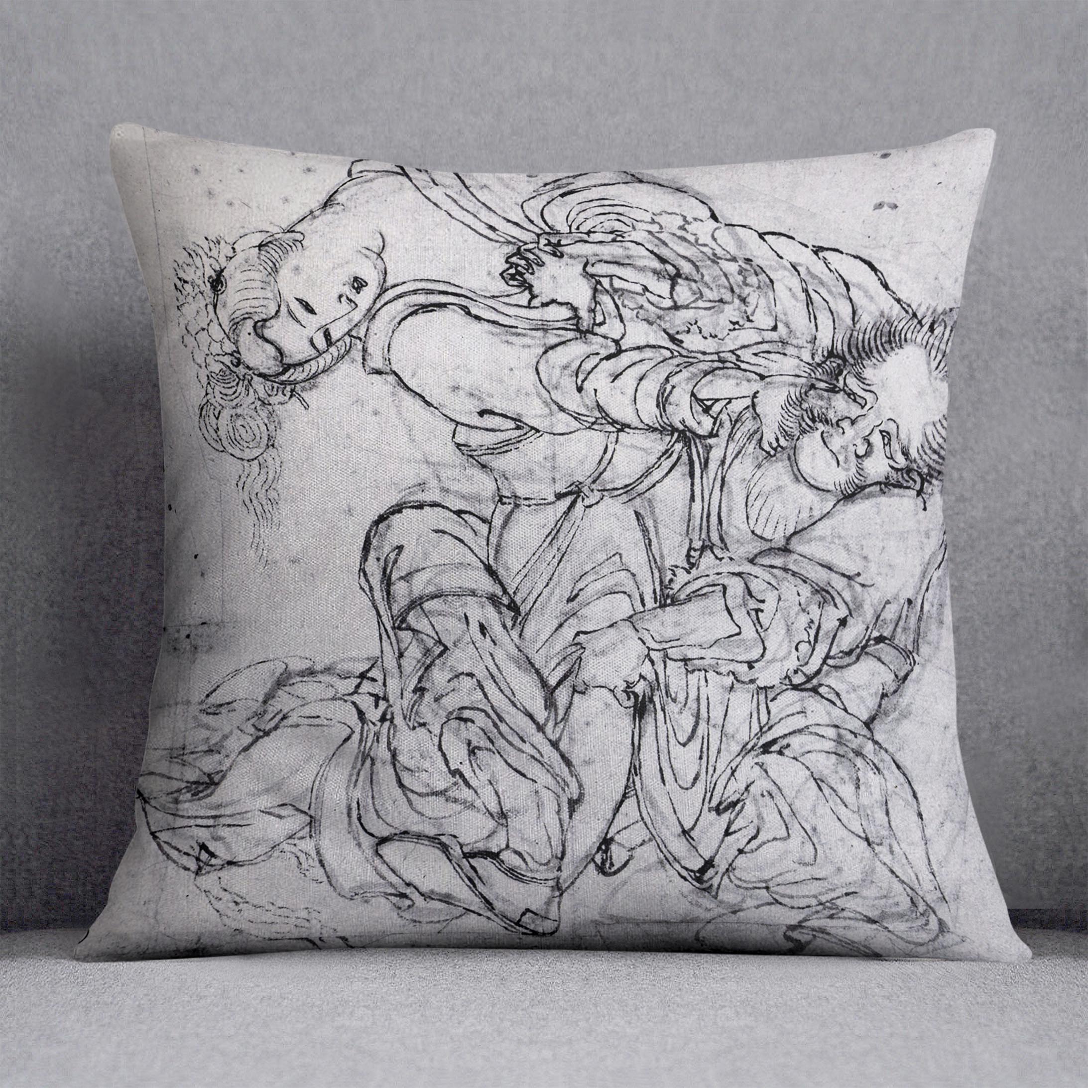 Suikoden scene by Hokusai Cushion
